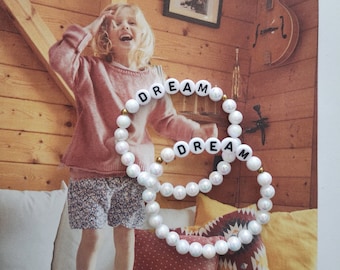 Pulsera infantil, DREAM, pulsera de letras