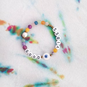 GOOD VIBES, pulseira de verão, pedra natural, pérola
