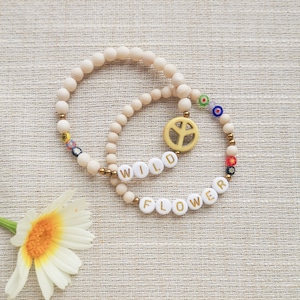 Buchstabenarmband, WILDFLOWER, frei, freie Seele