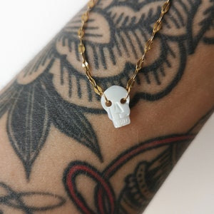 Memento Mori necklace, skull, choker, gold