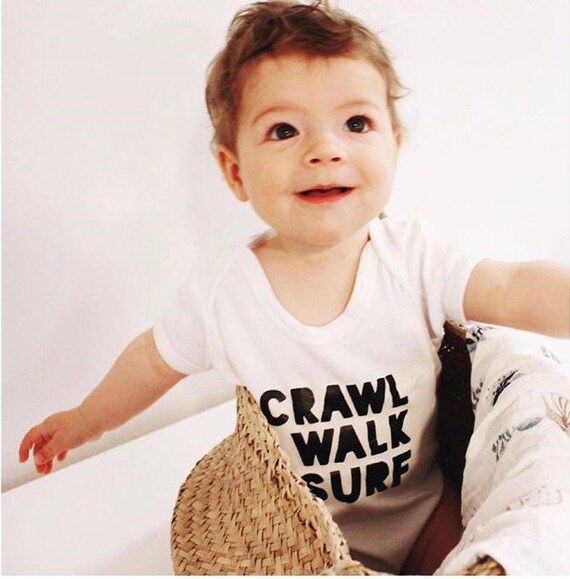Vetements De Surf Pour Bebe Crawl Walk Surf 100 Body En Coton Etsy