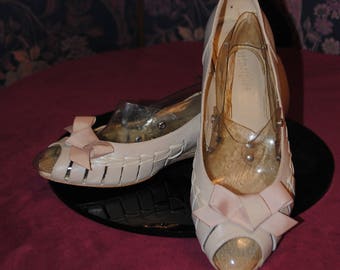 Ballerina ecru leather wedge/1980/size: 40