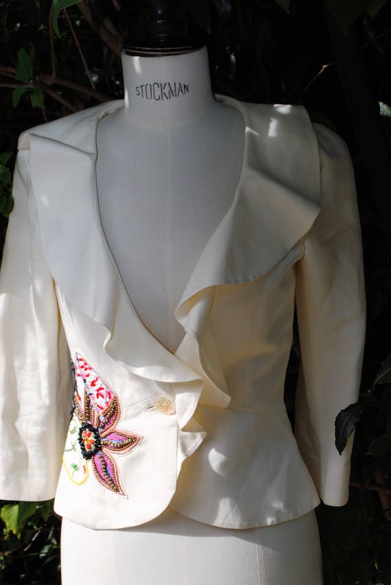 Jacket embroidered white Christian Lacroix Bazar … - image 3