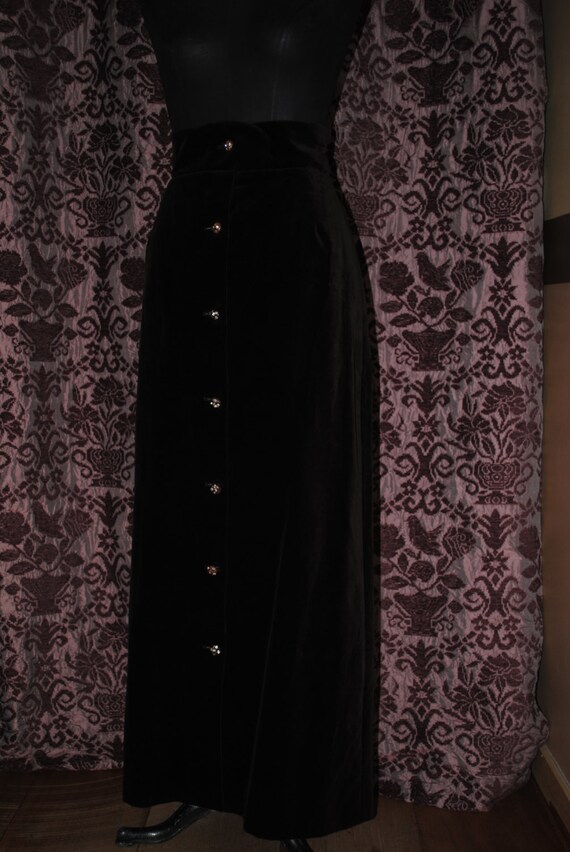 1980 Brown wool velvet long skirt