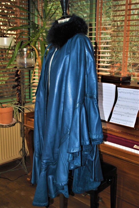 Blue leather cape -Christian Dior-