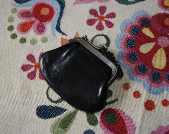 Porte-monnaie en cuir noir 1920
