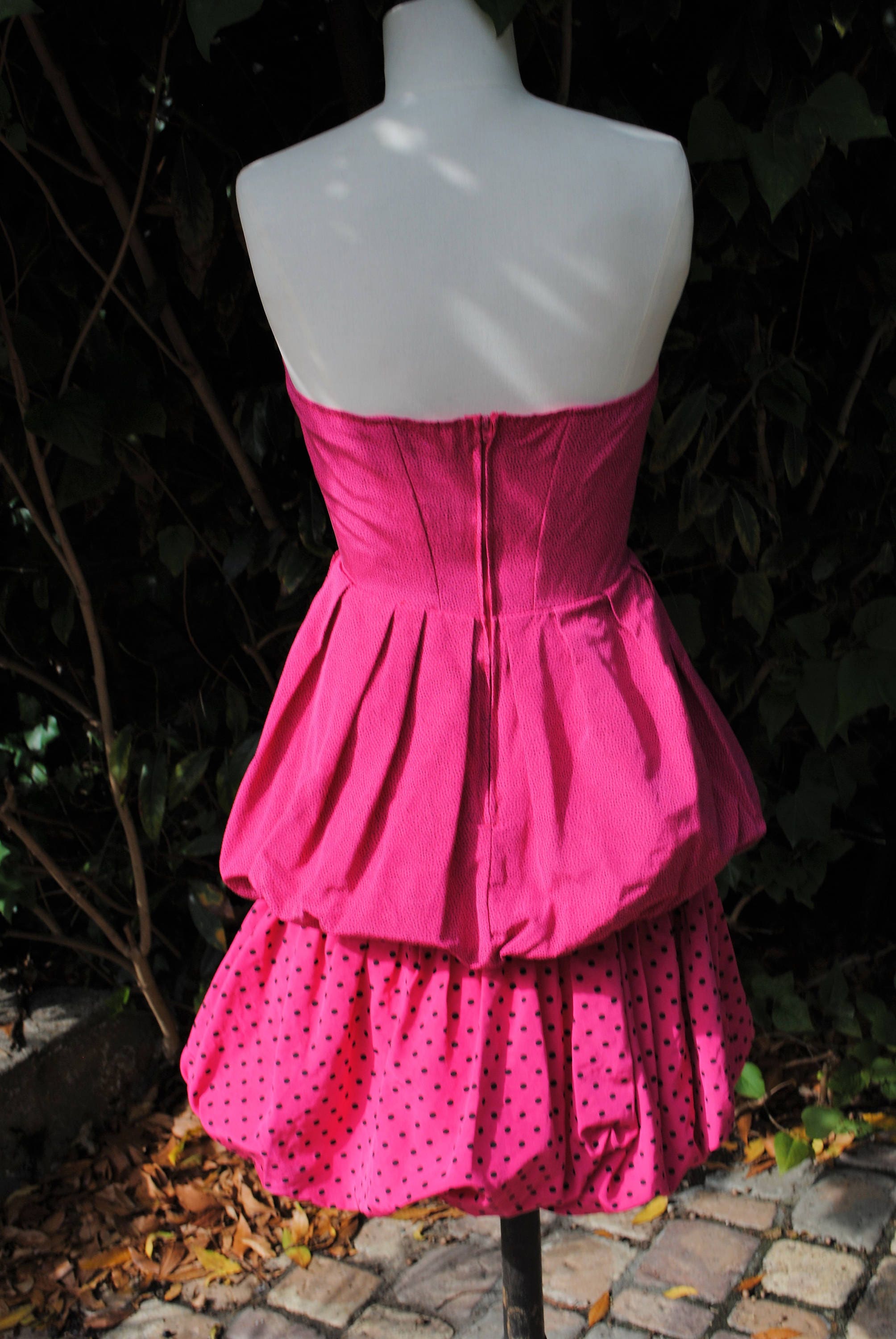 Puffy Pink Dress With Polka Dots 1980 Size 36 Etsy