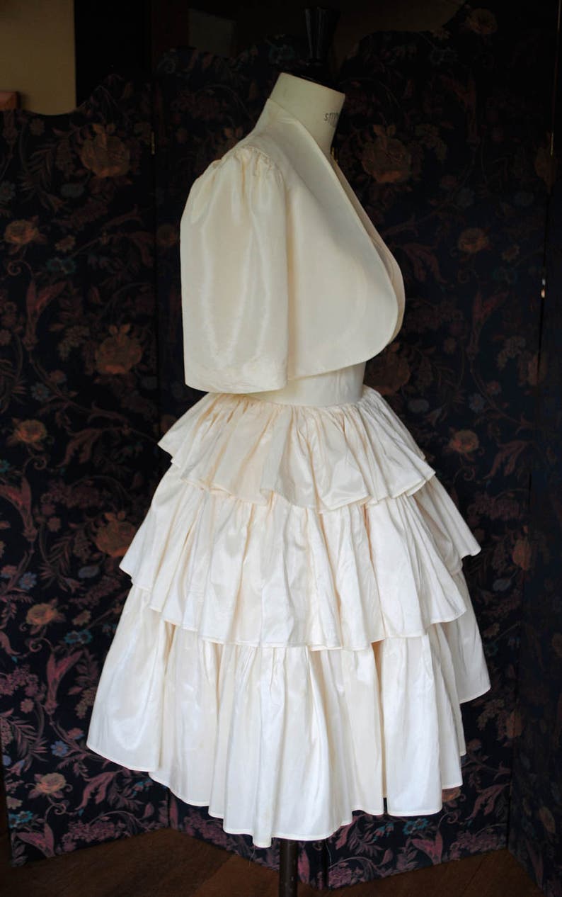 1980 bianco abito da sposa in Taffetà di seta | Etsy
