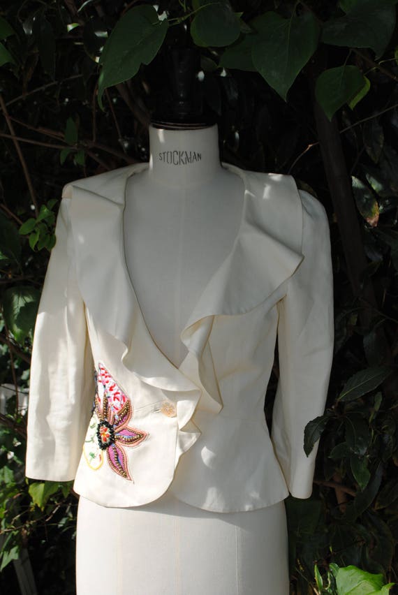 Jacket embroidered white Christian Lacroix Bazar … - image 2