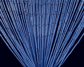 Royal Blue Bamboo Beaded Curtain: 36x79 width can be shortened, includes hanging hardware