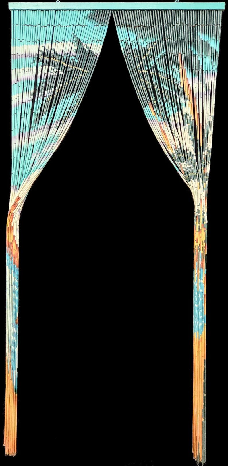 Waikiki Bamboo Beaded Curtain Handmade/Painted: Doorway Wall Window Room Divider +hanging hardware image 14