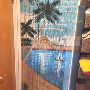 Waikiki Bamboo Beaded Curtain Handmade/Painted: Doorway Wall Window Room Divider +hanging hardware image 3