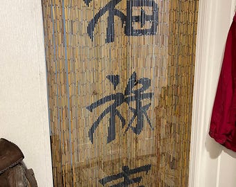 Happiness Prosperity Longevity Beaded Curtain Handmade/Painted: Doorway Wall Window Room Divider +hanging hardware