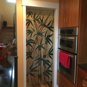ABeadedCurtain Door Beads Beaded Curtain Tropical Bamboo Stalks 90 Strands 2880 Beads  +Hanging Hooks for doorway wall window or divider