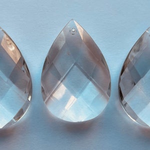 Vintage Clear Glass 2.5x 1.75 inch Teardrop Chandelier Crystal Prism, Almond Crystal, Wedding Bridal Decor, jewelry making and crafting
