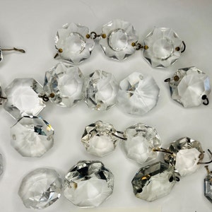 Vintage 7/8&quot; 1&quot;, 1 1/8&quot;, 1 1/4&quot;  Clear Chandelier Crystal Octagonal, Round Crystal, Wedding Bridal Decor, Crafting and Jewelry Making
