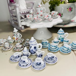 Cute Miniature Porcelain 15 Piece Tea Sets and More