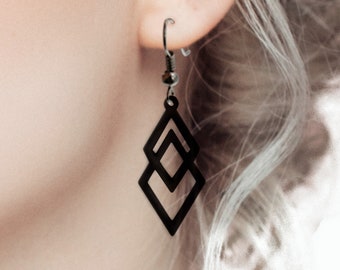 Earrings Diamond, earrings, triangle, diamond, geometric, graphic, sleeper fastener, costume jewelry, silicone