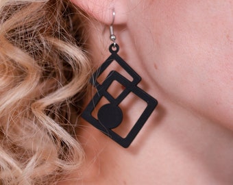 Earrings Tetris, earrings, square, cubes, geometric, graphic, sleeper fastener, stainless steel, costume jewelry, silicone