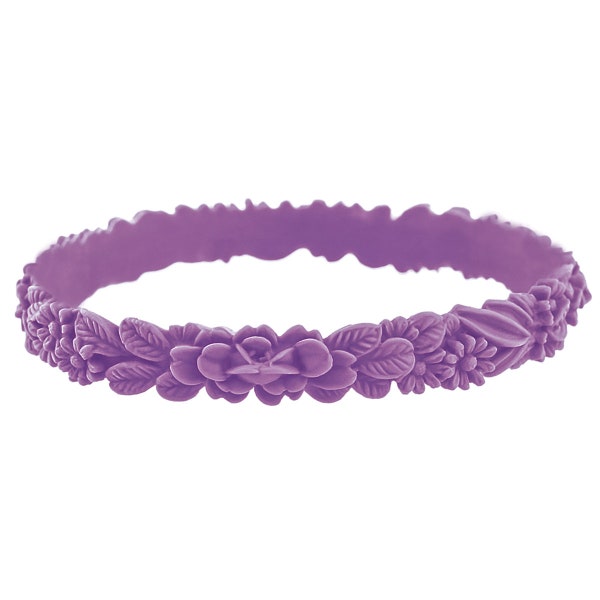 Bracelet boho les fleurettes Violette, mauve, lilas, prune, parme, taille unique, fleurs 3D, bijoux fantaisies, accessoires, silicone