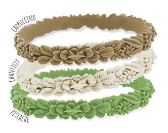 Bracelets boho les fleurettes, mix Vegetal, lot de 3 bracelets, taille unique, fleurs 3D, bijoux fantaisies, silicone