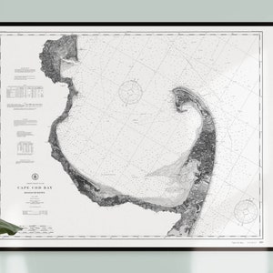 Cape Cod, Cape Cod Map, Black, Massachusetts, Nautical, Nautical Chart, Nautical Decor, Coastline, Topography, 120