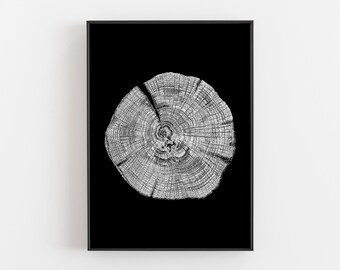 Nature Prints, Prints Tree Rings, Prints of Tree Rings, Nature Decor, Rustic Prints, Black and White Prints, Prints, Tree Rings, Wood Prints