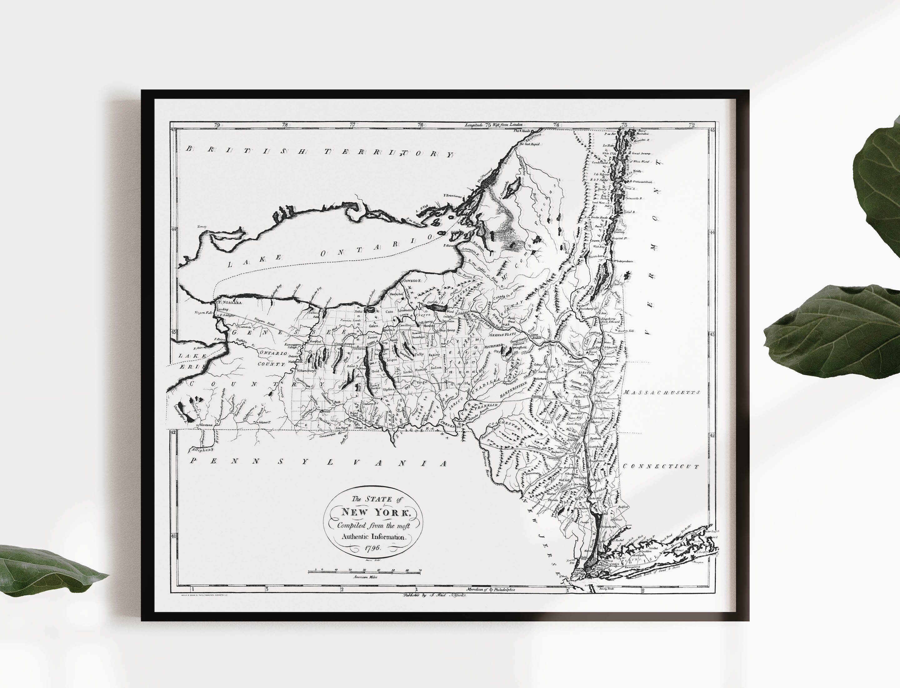 New York State Map of New York State Upstate Map of | Etsy