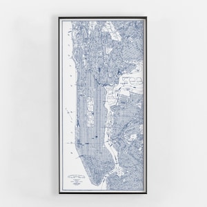 Manhattan Blueprint, Map Manhattan, NYC Map, New York City Map, Large New York City Map, Central Park Map, New York, Panoramic Map, 104