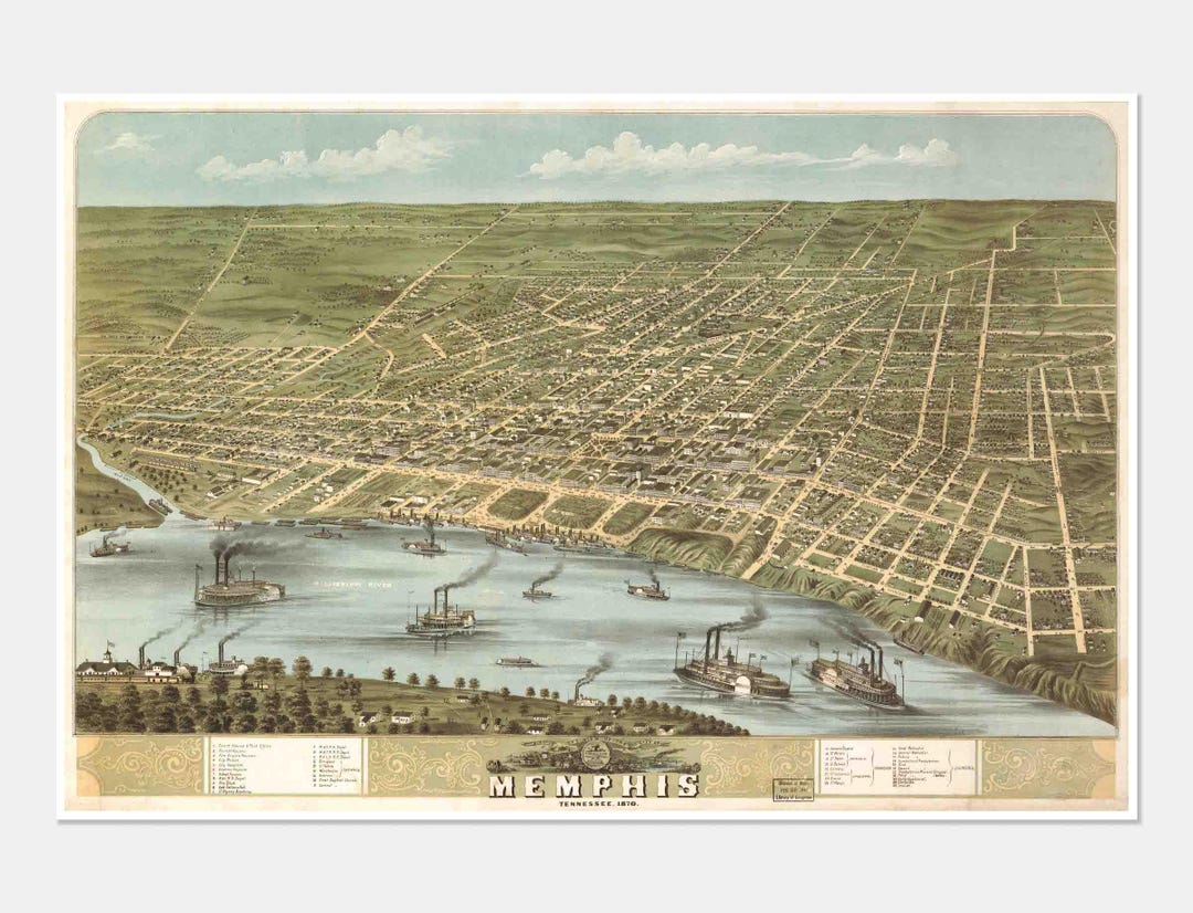 Memphis Print, Memphis, Memphis Art, Memphis Tennessee, Memphis Map ...
