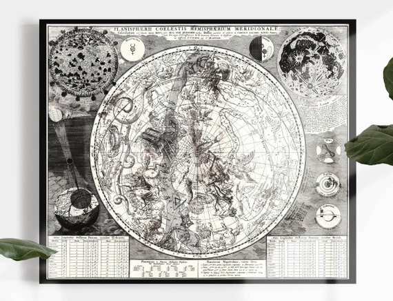 Map Of Stars Solar System Poster Solar System Space Art Planets Latin Star Map Solar System Wall Art Solar System Print 157