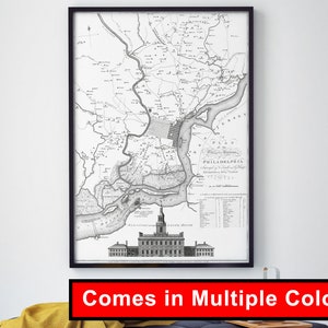 Philadelphia, Map of Philadelphia, Philadelphia Map, Philadelphia Pennsylvania, Philadelphia Art, Vintage Philadelphia, Historic Map, 156