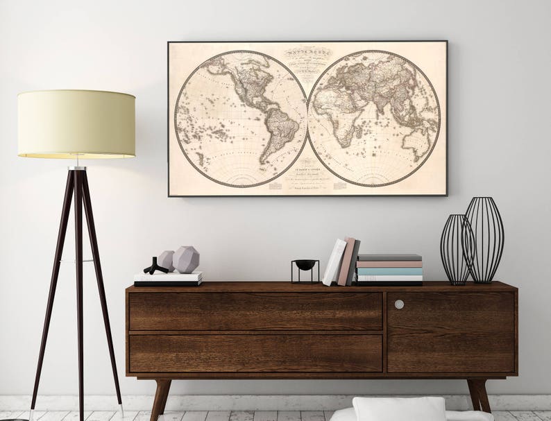 World Map Wall Art World Map Canvas World Map Wall World Etsy