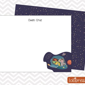 Outer Space Note Cards, Outer Space Thank You Notes, Outer Space Stationery, Personalized Note Cards, Custom Note Cards, Space Ship Notecard