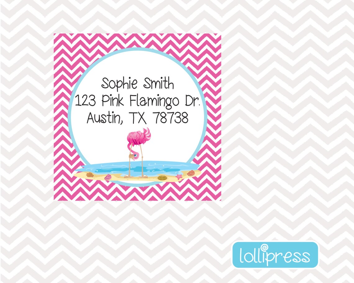 Flamingo Return Address Labels, Flamingo Address Labels, Envelope Seals