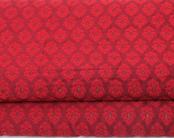 Red Brocade Silk Fabric, Indian Traditional Wedding Dress Making, 44" Wide, Zari Weave