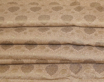 Indian Brocade Silk Fabric: Golden Paisley Jacquard Handwoven Fabric By The Yard