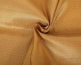 Handwoven Gold Brocade Jacquard Fabric: Polyester Silk Upholstery, Costume Sewing 44" Wide