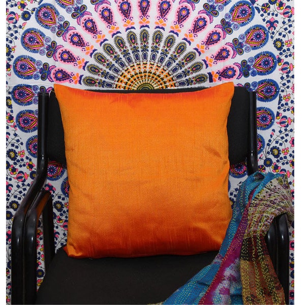 16 "Orange Dupionseide Kissenbezug Ethnic Platz Kissenbezug Sofa Kissen werfen Wohnkultur Kissenbezug 40x40 cm