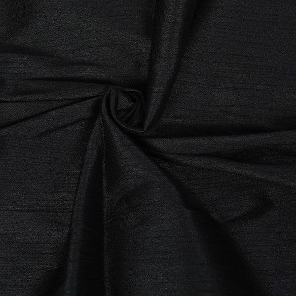 Tissu en soie Dupioni noir, couture artisanale par mètre de 44 po. de large, soie Dupioni indienne ou tissu en soie brute