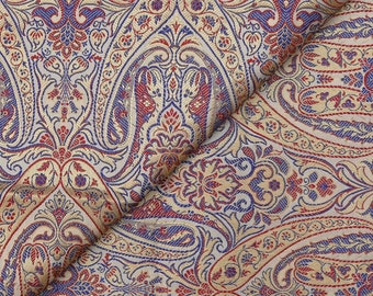 Royal Brocade Jacquard Fabric: Beige Gold Silk Blend, By The Yard