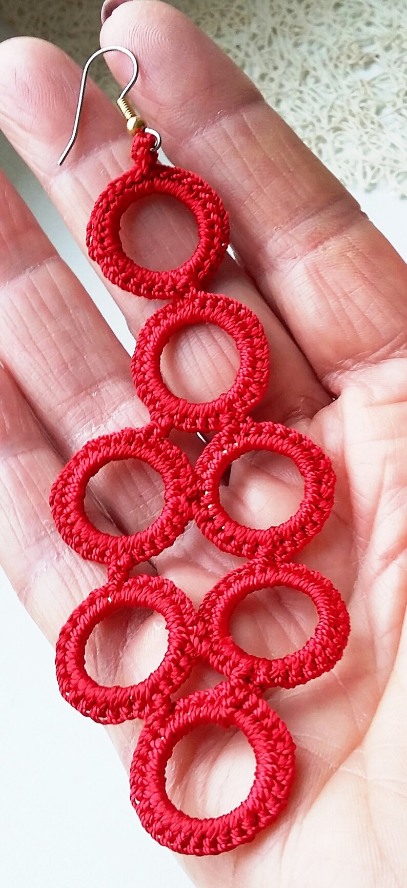 Red Chandelier Earrings Statement Earrings Ouroboros Etsy