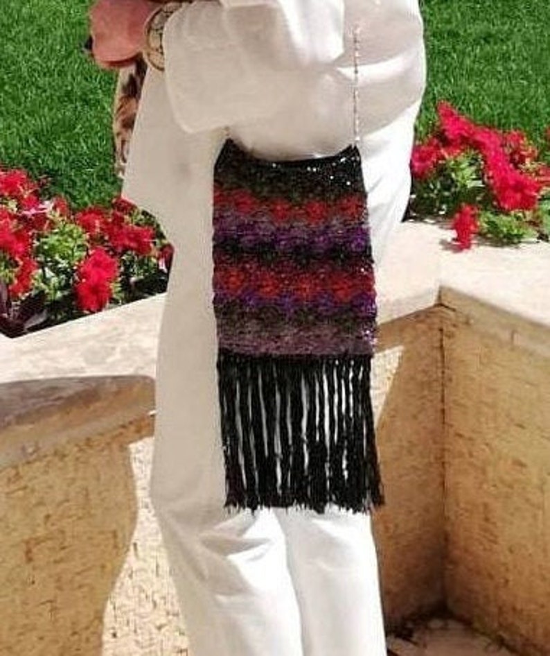 Multicolor Evening Purse With Long Tassels and Chains, Festive Clutch