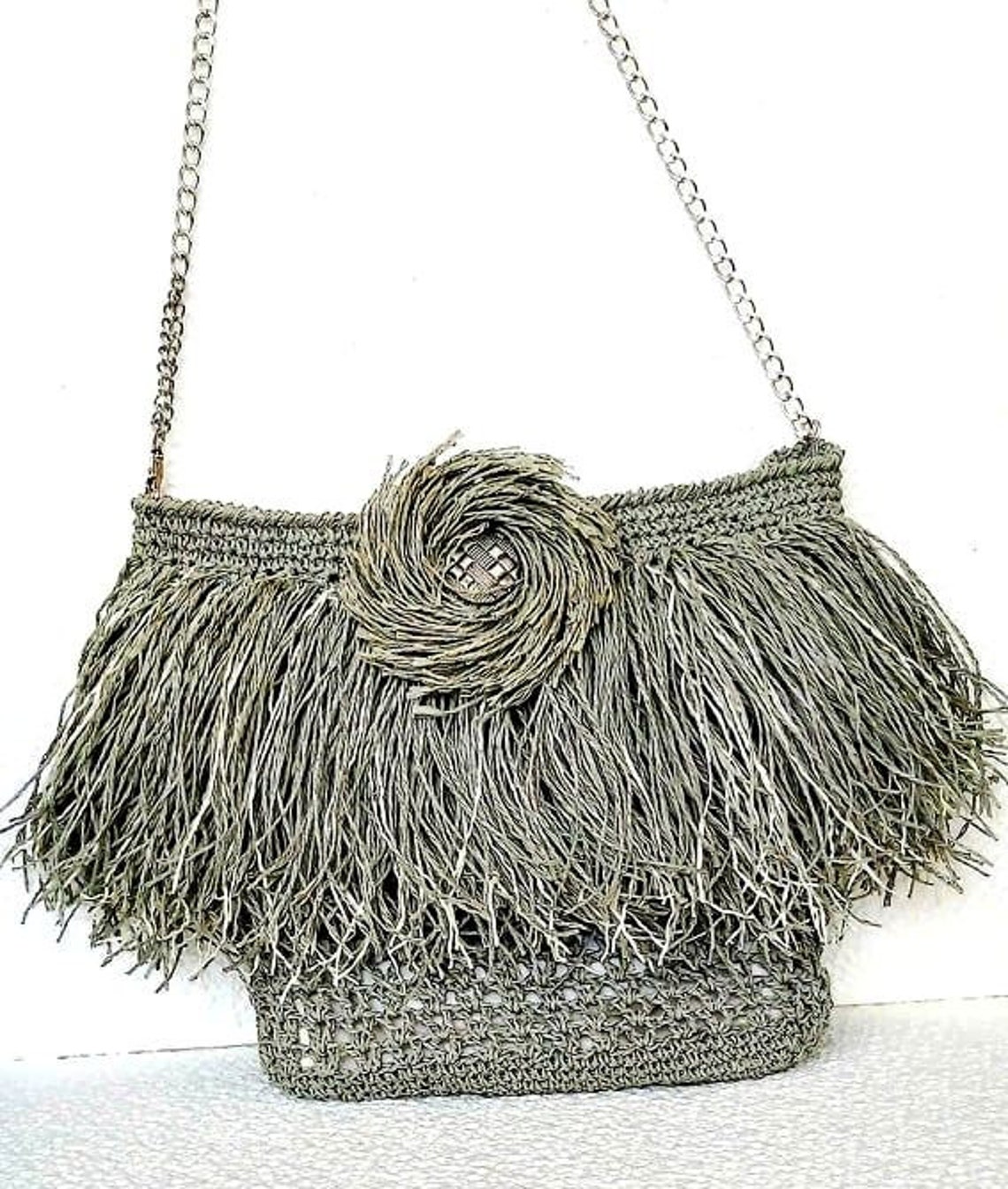 Grey Color Hairy Purse With Gray/white Fringes Hairy Purse - Etsy UK