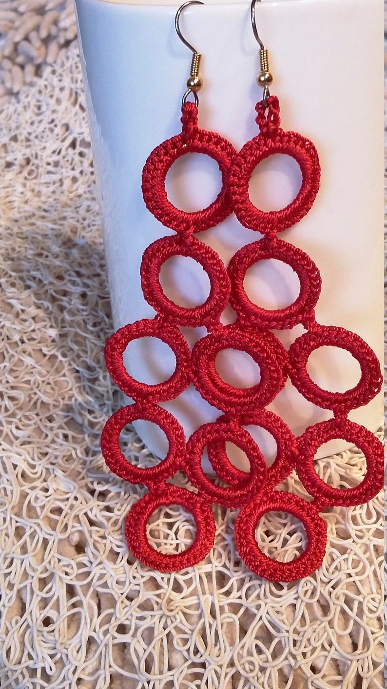 Red Chandelier Earrings Statement Earrings Ouroboros Etsy