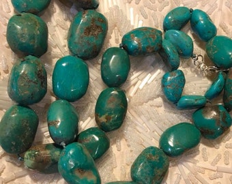 Vintage 22” Hand Knotted Turquoise Necklace