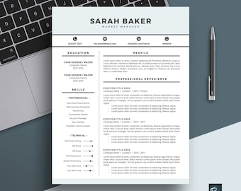 Plantilla de CV + Carta de presentación para MS Word // Plantilla de CV // Diseño de CV profesional // Descarga instantánea // Mac y Pc