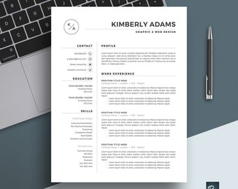 Plantilla de CV + Carta de presentación y referencias para MS Word // Plantilla de CV // Diseño de CV profesional // Descarga instantánea // Mac y Pc