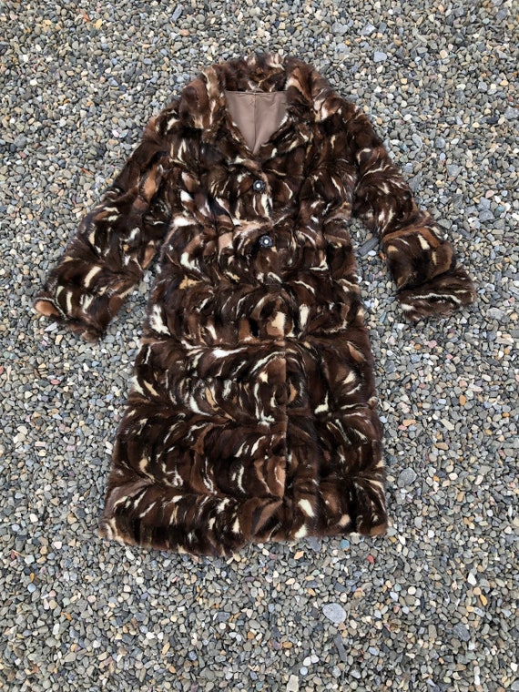 FABULOUS 1960s Marbled Mink Patchwork Fur Coat XS