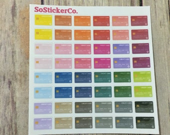 Credit Card Stickers (.5" or .75" wide), Debit Card Stickers, Banking Stickers, Finance Stickers, Stickers for Planner #DC26